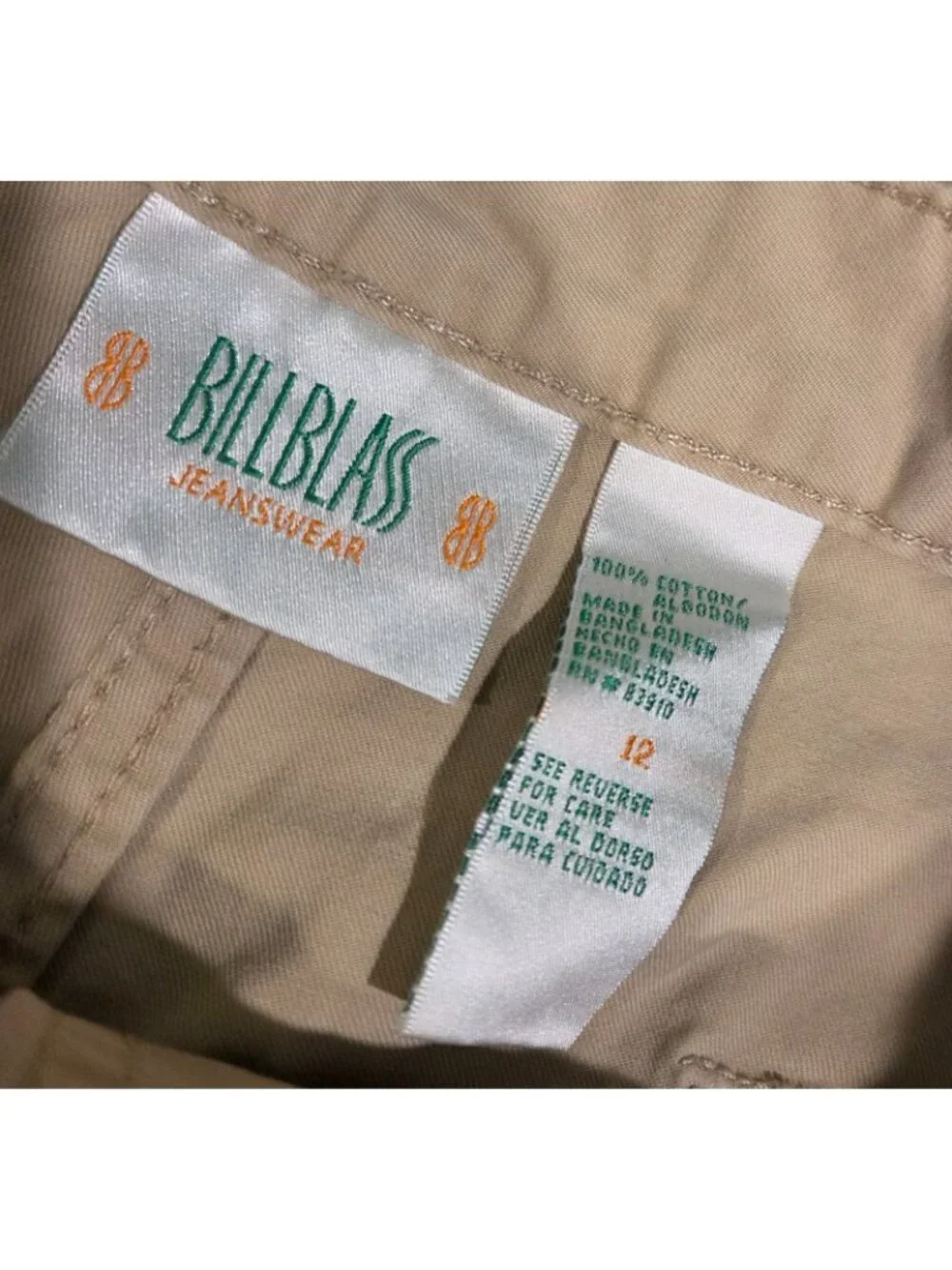 Vtg Y2k 90s Bill Blass Woman's 12 Tan Khaki Utility High Rise Shorts Big Pockets